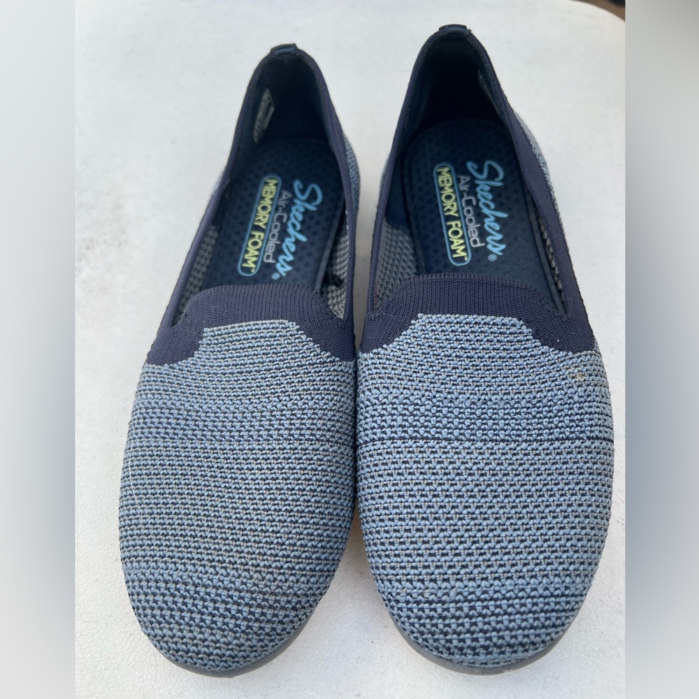 Skechers Slip On Blue Cleo Sport-Our Town Ballet Flat Air Cooled Memory Foam 6